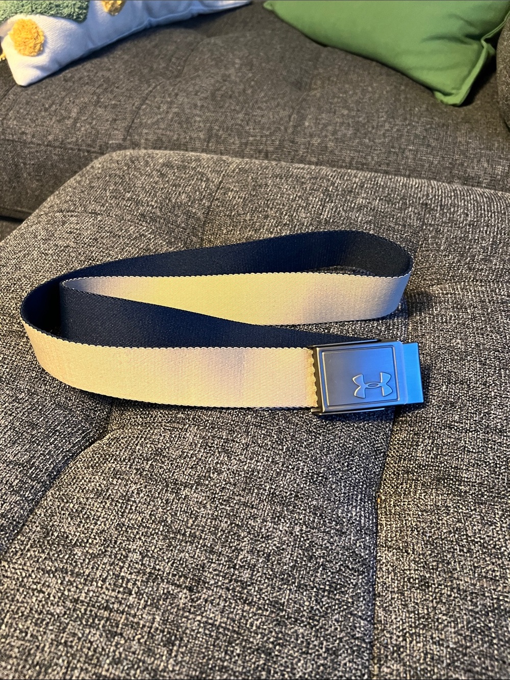 Under Armour Reversible Navy and Beige Web Belt with Slide Buckle